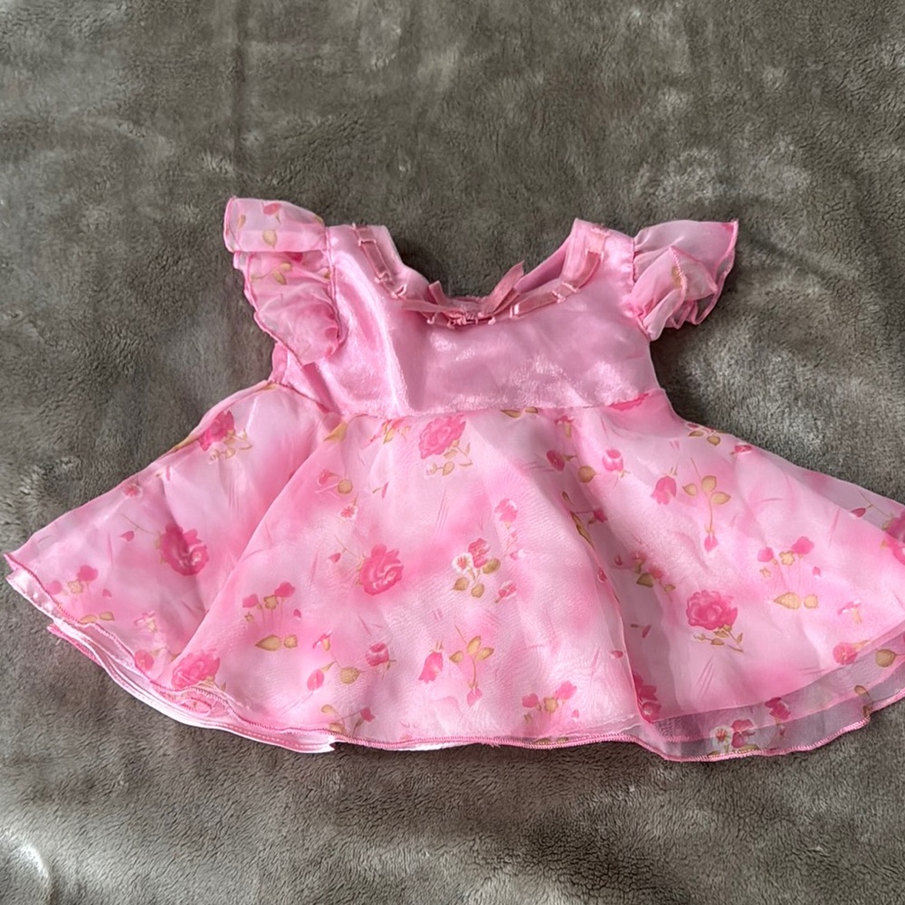 Build-A-Bear Pink Doll Dress with Floral Pattern